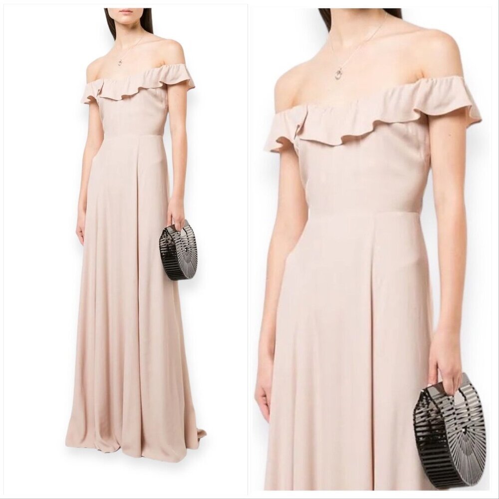 Reformation Verbena Off-shoulder Maxi Dress, Size 2, Champagne, New with tag